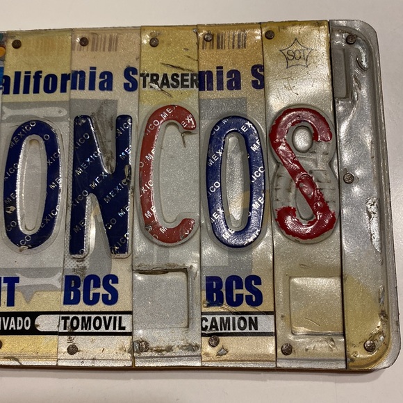 Broncos license plate sign. Made of wood and license plate letters. - Picture 3 of 5